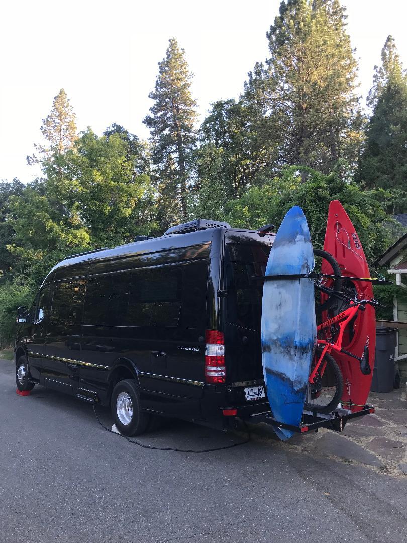 Sale good until 3/18/26 SAVE $300! Yakups® Model KR2B56 rack can be used with SWING ARMS on class B RV's or Truck Campers, Includes Bike Rack, Kayak stainless guards, & Drop down wheel. SEE VIDEO - Image 4